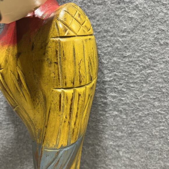 Vintage Recupe Hand Carved Hanging Hand Painted Parrot 15” - Picture 6 of 14